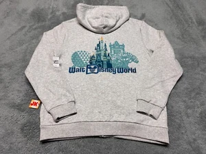 NEW Walt Disney World Hoodie Adult Medium Gray Icons Embroidered Full Zip Mickey - Picture 1 of 10