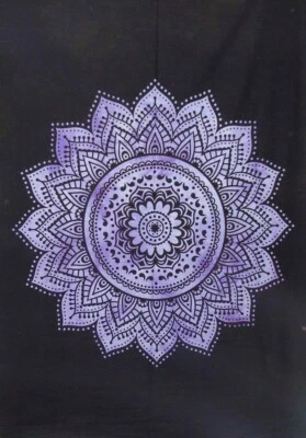 Tapiz de algodón púrpura Gad flor ombre mandela colgante de pared decoración del hogar póster Foto 1 de 4