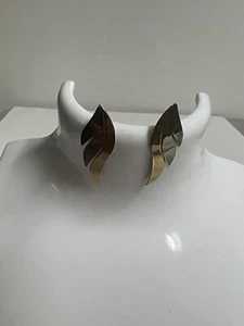 Tri-Color Leaf Statement Earrings - Picture 1 of 5
