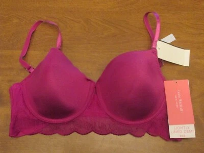 Sutiã Demi 919X08 Isaac Mizrahi IM15682 levemente forrado de renda aparado 36B Berry - Imagem 1 de 2