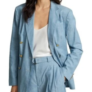 NWOT  Polo Ralph Lauren Chambray Double Breasted Blazer Size 10 - Picture 1 of 10