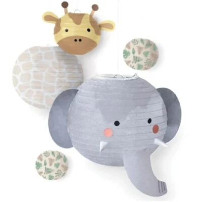 Linternas de papel suaves Jungle Hello Baby para baby shower 5 por paquete  Foto 1 de 3