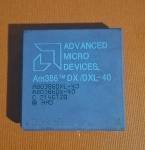 VINTAGE CPU AMD 386 DX/DXL-40 PGA 132 PROCESSOR 286 486 RETRO PC GOLD DOS IC - Photo 1/2