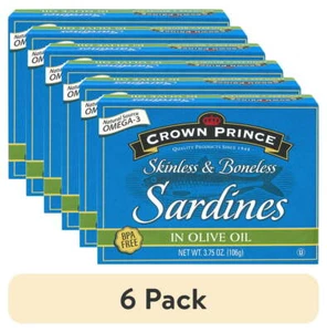(6 pack)Skinless & Boneless Sardines in Olive Oil, 3.75 oz Can - Picture 1 of 6