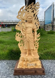 Handgeschnitzte buddhistische Statue, Fudō Myōō, Hinoki Holz, 46 cm, neu, Deko Kunst - Bild 1 von 9