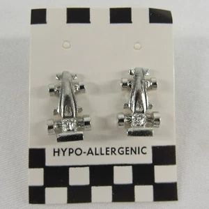 IndyCar Earrings Jewelry Silver Tone Race Car Old Stock Indy 500 IMS - Picture 1 of 12