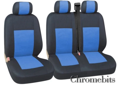 Per Opel Vivaro Coprisedili 2+1 Blu Tessuto Nero - Immagine 1 di 2