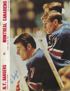 NY RANGERS Firmado VIC HADFIELD 29/03/1970 vs Canadiens Programa de Juego AUTÉNTICO - Imagen 1 de 3