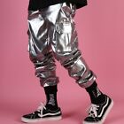 Men&#39;s Glossy Harem Pants Nightclub Trousers Hip Hop Dance Shiny Multi-pocket New