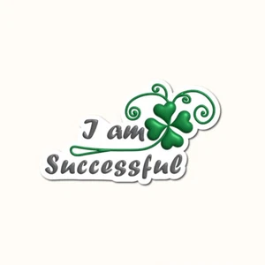 Successful Shamrock Leaf Vinyl Sticker Inspirational Quote Decal Bottle Laptop - Picture 1 of 8
