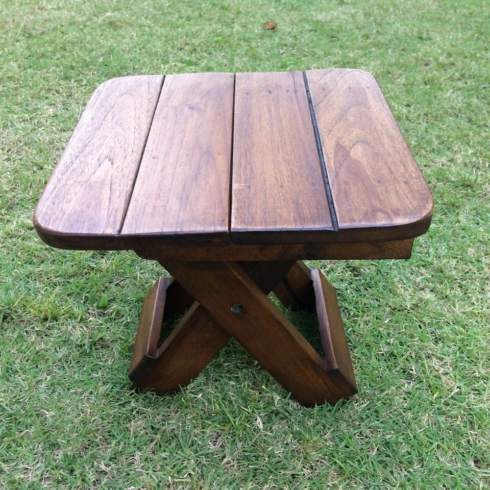 Wooden Foldable Chair Teak Wood Stool Camping Chair - Image 1 of 4