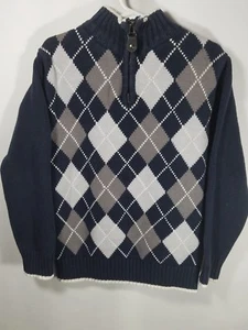 The Childrens Place Boys Zip Neck Pull-Over checkered/plaid Sweater Size 5/6 - Picture 1 of 5