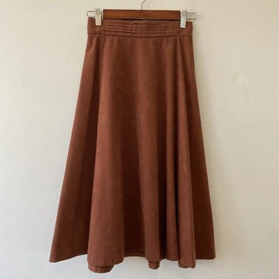 Falda De Colección JG Por Joyce Pequeña Marrón Longitud Midi Boho Western  Foto 1 de 4