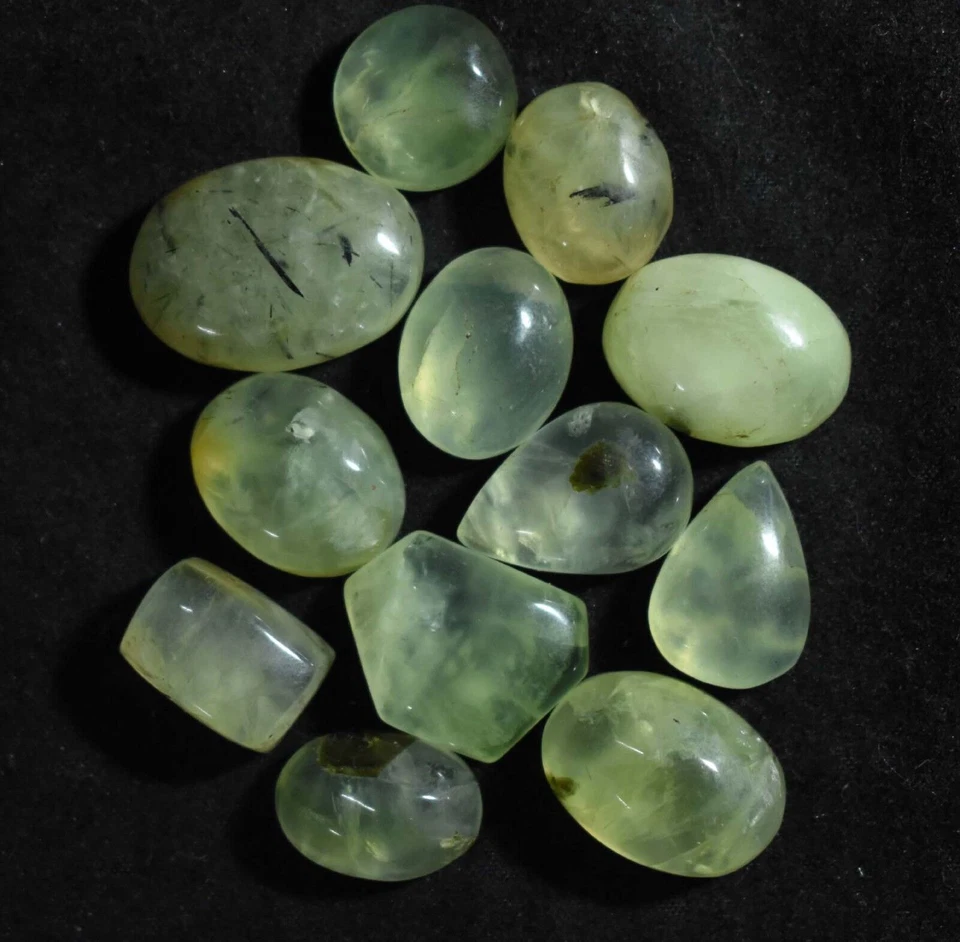 Loose Gem Stone 148.20 Ct 100% Natural African Green Prehnite 12 Pcs Cabochon - Image 1 of 4