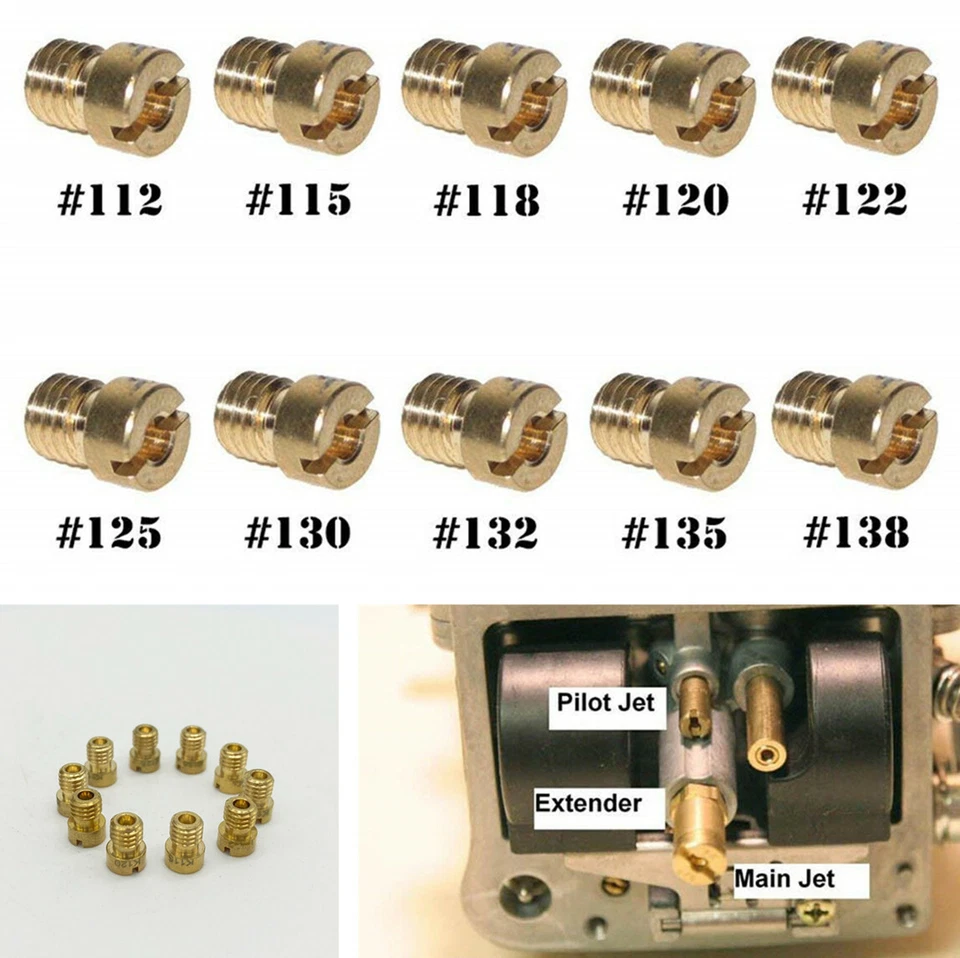 10x 112/115/118/120/122/125/130/132/135/138 Motorcycle Carburetor Main Jet Kit - Image 1 of 4