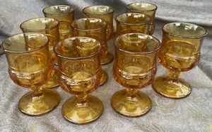JUEGO DE 10 copas de vino ámbar vintage raras de L. E. Smith luna y estrellas de L. E. 4,5 pulgadas - Imagen 1 de 4