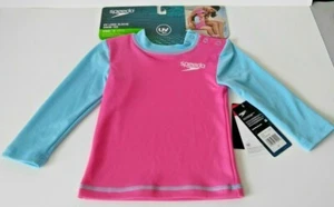 Speedo UV Long Sleeve Kids Swim Tee Pink/Teal Small Age 12-18 Months NEW - Picture 1 of 4