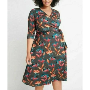 Ryllace Luxus Strick Blumen Faux Wickelkleid 1X - Bild 1 von 3