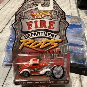 Polo Norte, AK Departamento de Bomberos 3 ventanas '34 🔥 Varillas del Departamento de Bomberos Hot Wheels 1/64 - Imagen 1 de 3