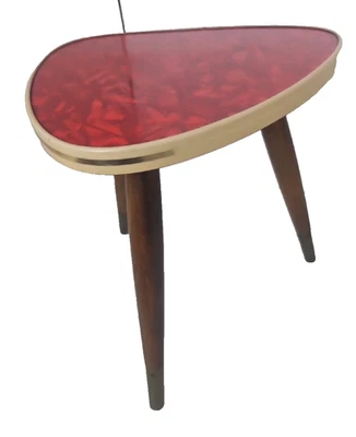 Vintage Stand Red Formica MCM Atomic Triangle Tripod Germany H-20in - Image 1 of 4