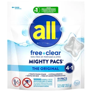 All Mighty Pacs Waschmittelfrei Klar, 0,66 oz, 19 ct - Bild 1 von 1