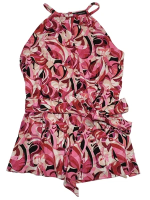 INC International Concepts Womens Size L Wrap Halter Pink Bari Geo Print Top - Image 1 of 4