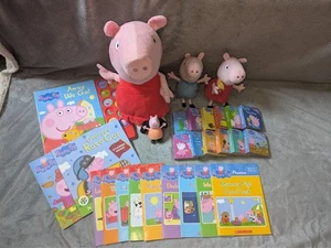 Peppa Pig book and toy lot, phonics and work books, book with sounds, plush toys - Picture 1 of 14