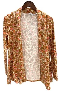 Isaac Mizrahi Live! Floral Printed Long Cardigan w Side Slits Toffee - Picture 1 of 2