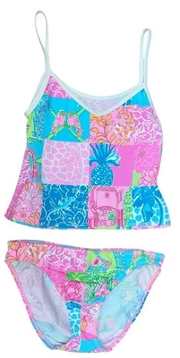 Traje de baño Lilly Pulitzer Takini Tank 2 piezas niñas L 12-14 retazos Foto 1 de 4