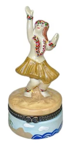 4” Hula Girl Trinket Box Ceramic Island Hawaii - Picture 1 of 6