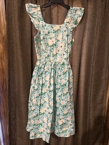 blueberi boulevard gefüttertes ärmelloses Kleid Medium geblümt hellblau grün - Bild 1 von 5