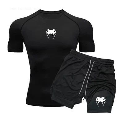 Men Compression Athletic Fitness Wear - Quick-Dry Tight Short-Sleeve Venom Snake - Image 1 of 4