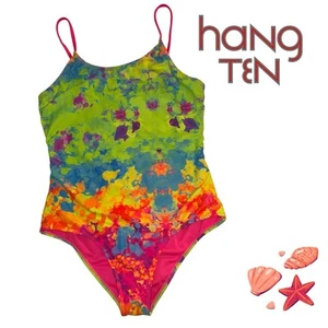 Colorful Girls One Piece Bathing Suit - Trendy Swimwear by Hang10 for Summer Fun - Picture 1 of 5