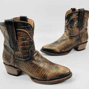 FREEBIRD Boots ZAMORA Bootie Crocodile Print Leather Western Pull On Women’s 8 - Picture 1 of 17