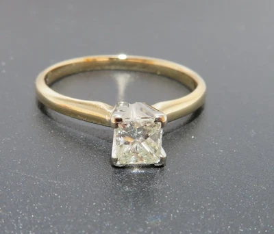 ANILLO DE COMPROMISO DIAMANTES TALLA PRINCESA 14K 2 TONOS 0,48 ct TALLA 7,5 2,53 gr (AI-2518) Foto 1 de 4