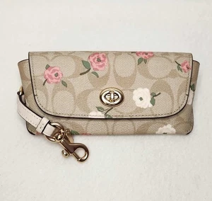 Custodia per occhiali Coach Signature nuova senza etichette IN GESSO KAKI CHIARO STAMPA MULTI FLOREALE - Foto 1 di 6