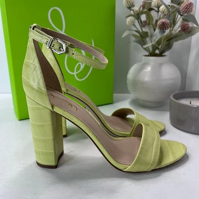 Sandalia Sam Edelman Yaro con correa en el tobillo tacón bloque kiwi cocodrilo mujer 9,5 m probada Foto 1 de 4