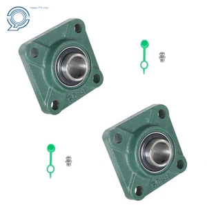 2 Pack UCF205-16 1" Bore Solid Base Pillow Block Flange Mounted Bearing 4 Bolt - Picture 1 of 16
