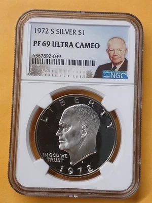 1972 S Silver Proof Ike Dollar Pf69 - Image 1 of 2