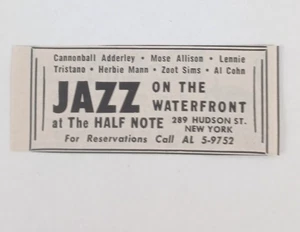 "Jazz at The Half Note" on Waterfront 289 Hudson St. NY  (Mini-Print Ad) 1961 - Picture 1 of 3