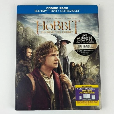 The Hobbit An Unexpected Journey [Blu ray DVD UV] 3 Disc Movie Film Slipcover - Image 1 of 4