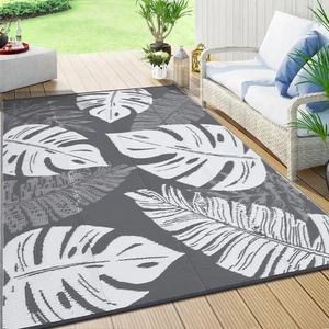 Waterproof Reversible Plastic Straw Outdoor Rug Palm Leaf Patio RV Camping Mat - Picture 1 of 107