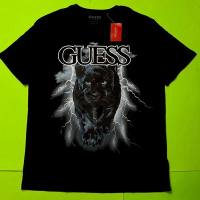 GUESS Los Angeles Men’s Short Sleeve T-Shirt Size X-LARGE Black Panther NEW - Image 1 of 4