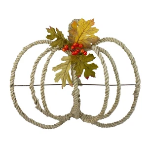 Northlight 16" Fall Foliage and Rope Pumpkin Thanksgiving Wall Hanging - Picture 1 of 4