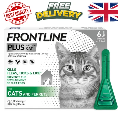 Frontline Plus Flea and Tick Treatment for Cats - Pack of 6