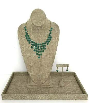 Conjunto de pendientes collar piedra resina turquesa declaración de moda con cadena extensible  Foto 1 de 3