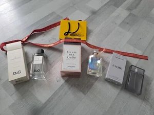 3 Empty perfume Bottle's D&G , UMOMO , Lancome with Boxes gift bag & ribbon - Picture 1 of 7