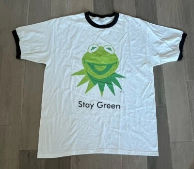 Camiseta De Colección RARA Y2K Kermit Ringer Stay Green Yunque XL Muppets Holding Company Foto 1 de 4