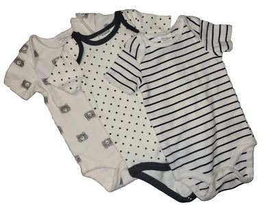 Starting Out Baby 3 Month Boy Snap Bodysuit Short Sleeve Lot of 3 Grey Bear - Image 1 of 4