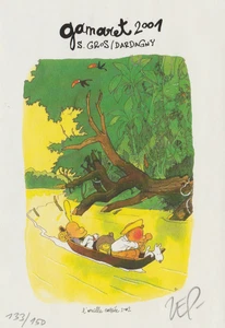 ZEP etiquette vin Gamaret numerote et signe 2001 hommage tintin - Picture 1 of 1